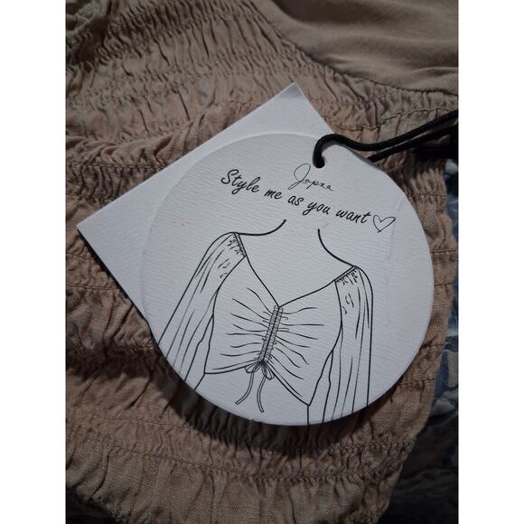 Japna Babydoll Cinched Women's size Large Smocked V-Neck Grungecore Party Top - Picture 6 of 7